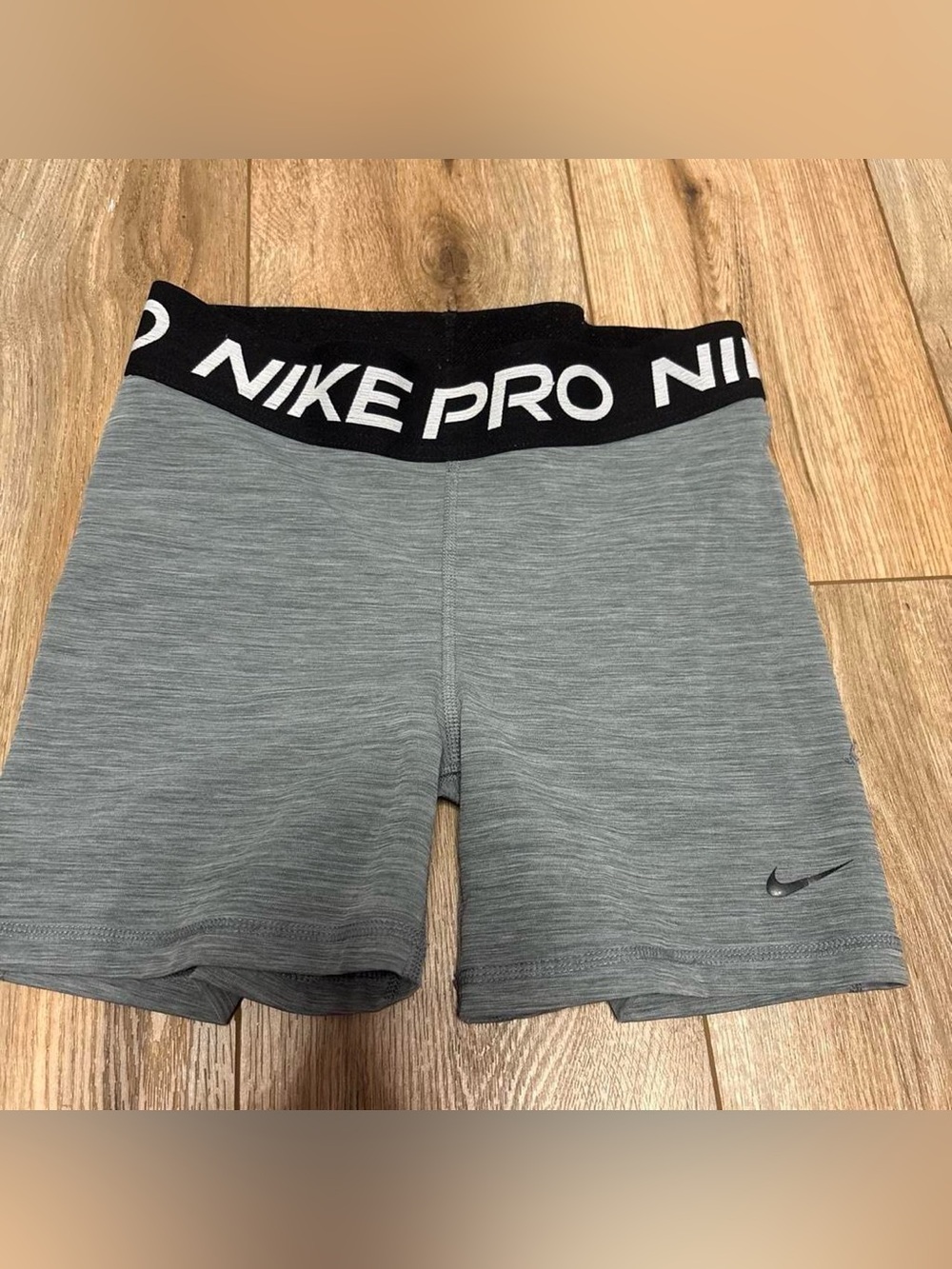 Nike pro Gray Performance Stretch Shorts with Black Waistband